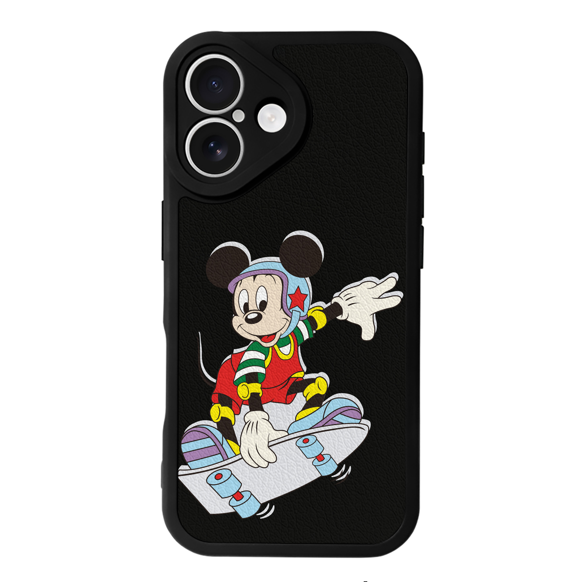 （画像用） ミッキーマウス Mickey Mouse 【iPhone 16シリーズ対応】シリコンスマホケース（レザー調） 材質：シリコン